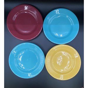 4 Coors Inglewood China 7” Salad Plates Mauve Yellow Teal Blue